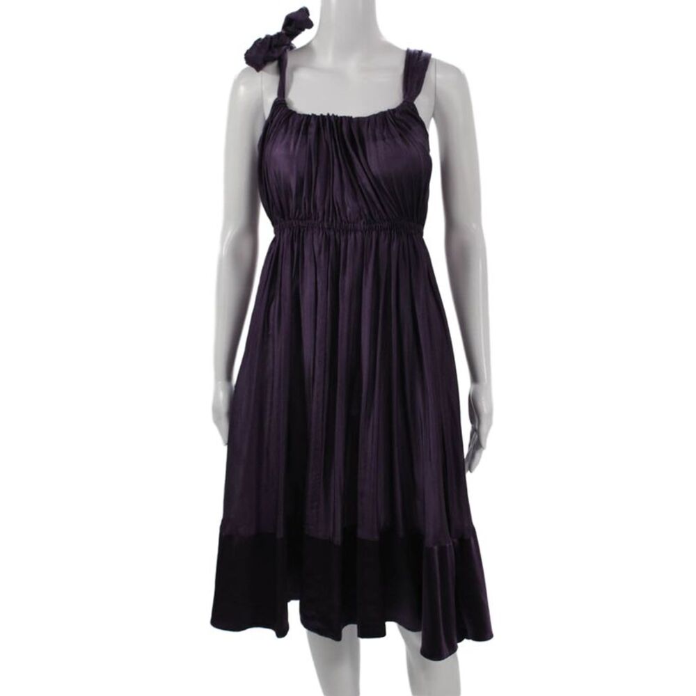 DKNY Womens Purple Silk Sundress Scoop Neck Sleeveless Long Size PP